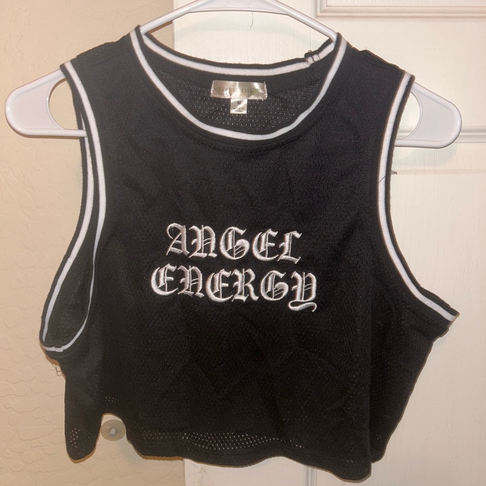 Cropped basketball jersey style tank